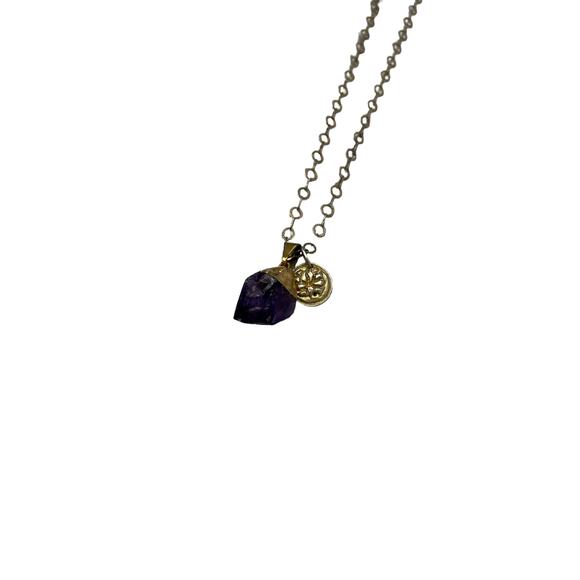 No Label 925 Faux Amethyst Gold Chain Necklace - Picture 3 of 4